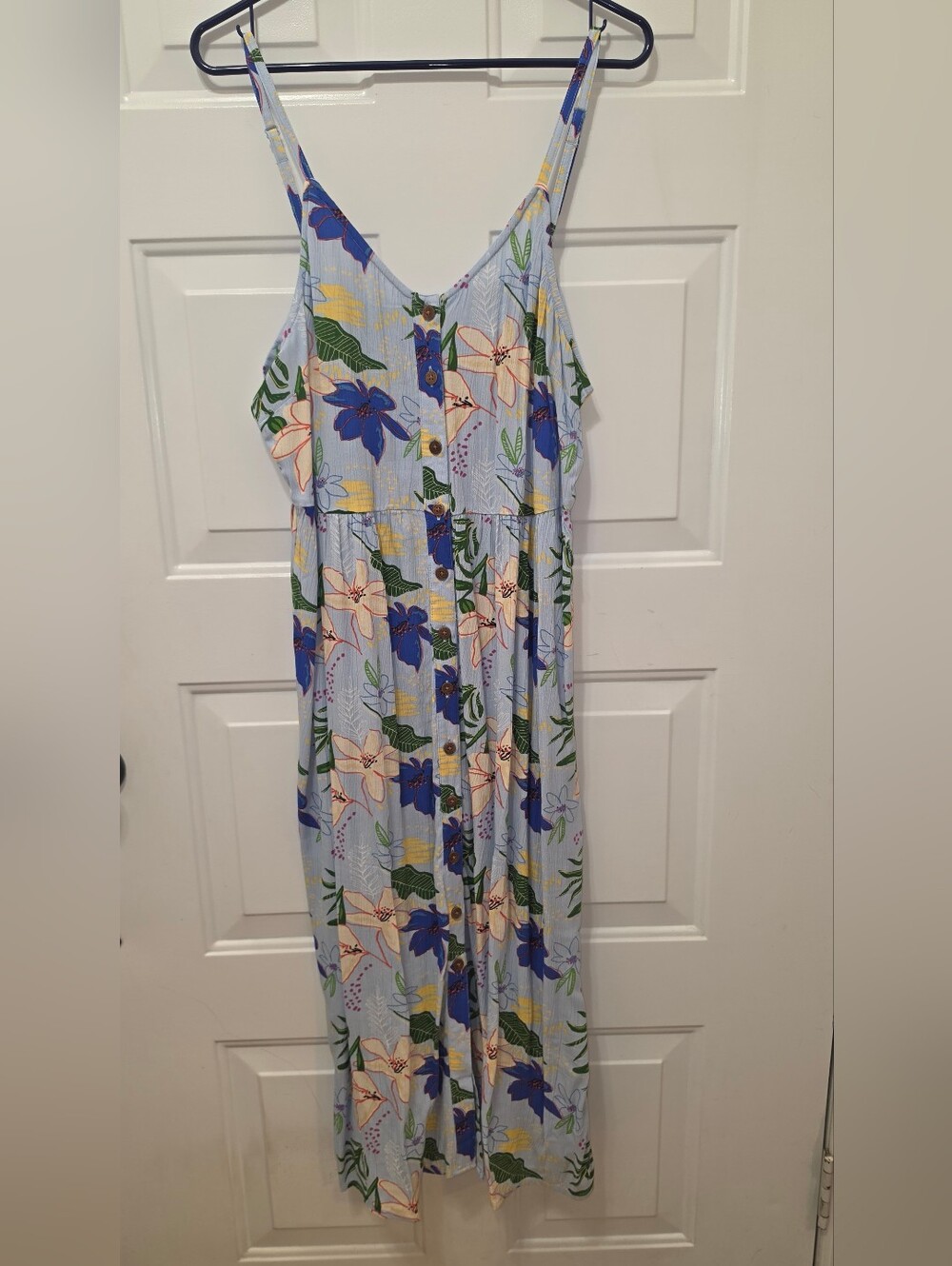 Natural Reflections Light Blue Floral Button-Front Dress